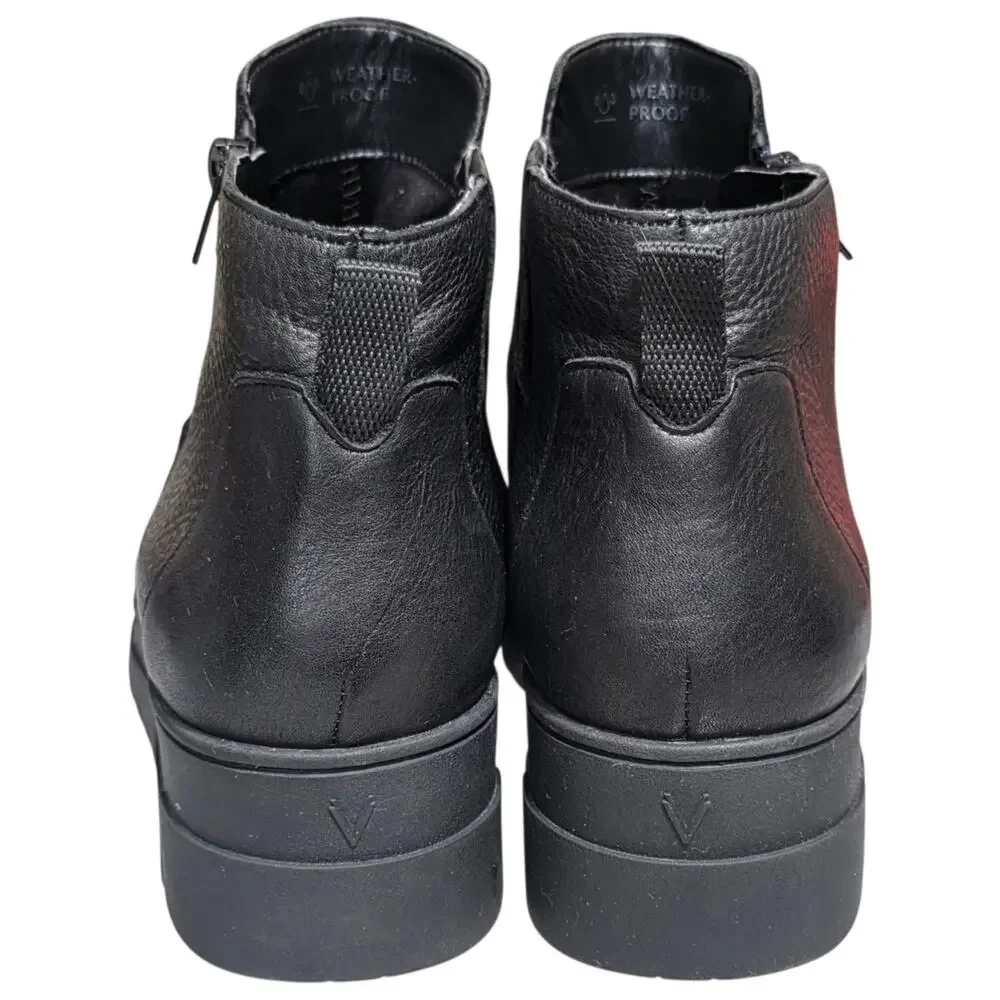 Vionic Uptown Sur Boots Womens 9.5 Wide Black Leather Weatherproof Ankle Zip